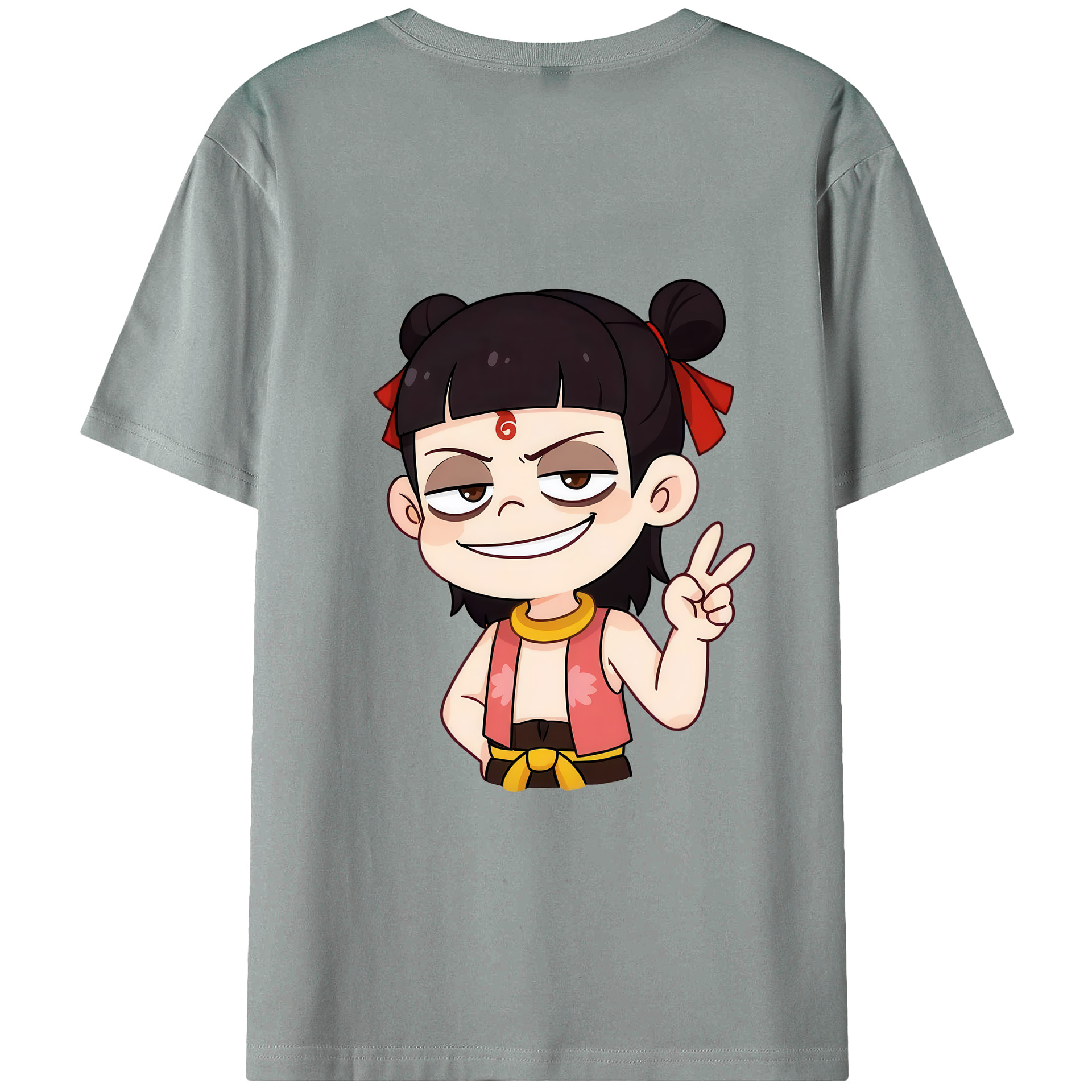 （画像用） Ne Zha 2 ナタ 魔童の大暴れ 綿100％ メンズ半袖Tシャツ（バックプリント） 通気性